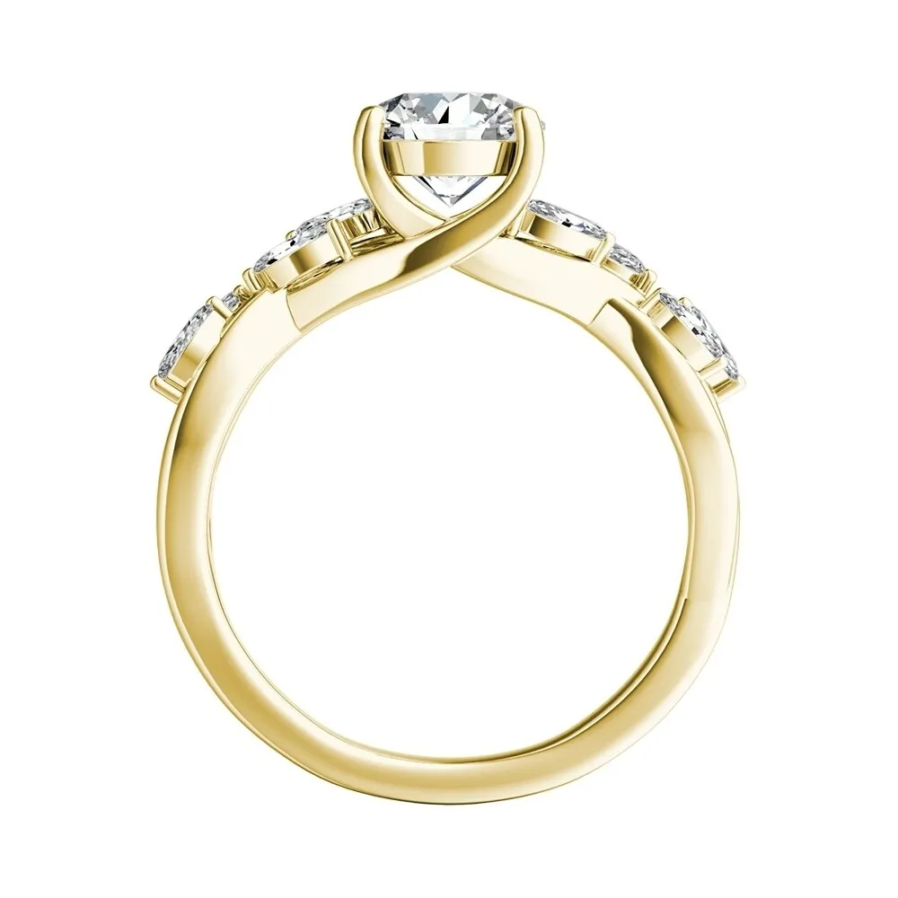 Auriya Vintage Floral 3/4ct Moissanite and 1/3ctw Marquise Diamond Engagement Ring 14K Gold sold by Zulily product image thumbnail 5