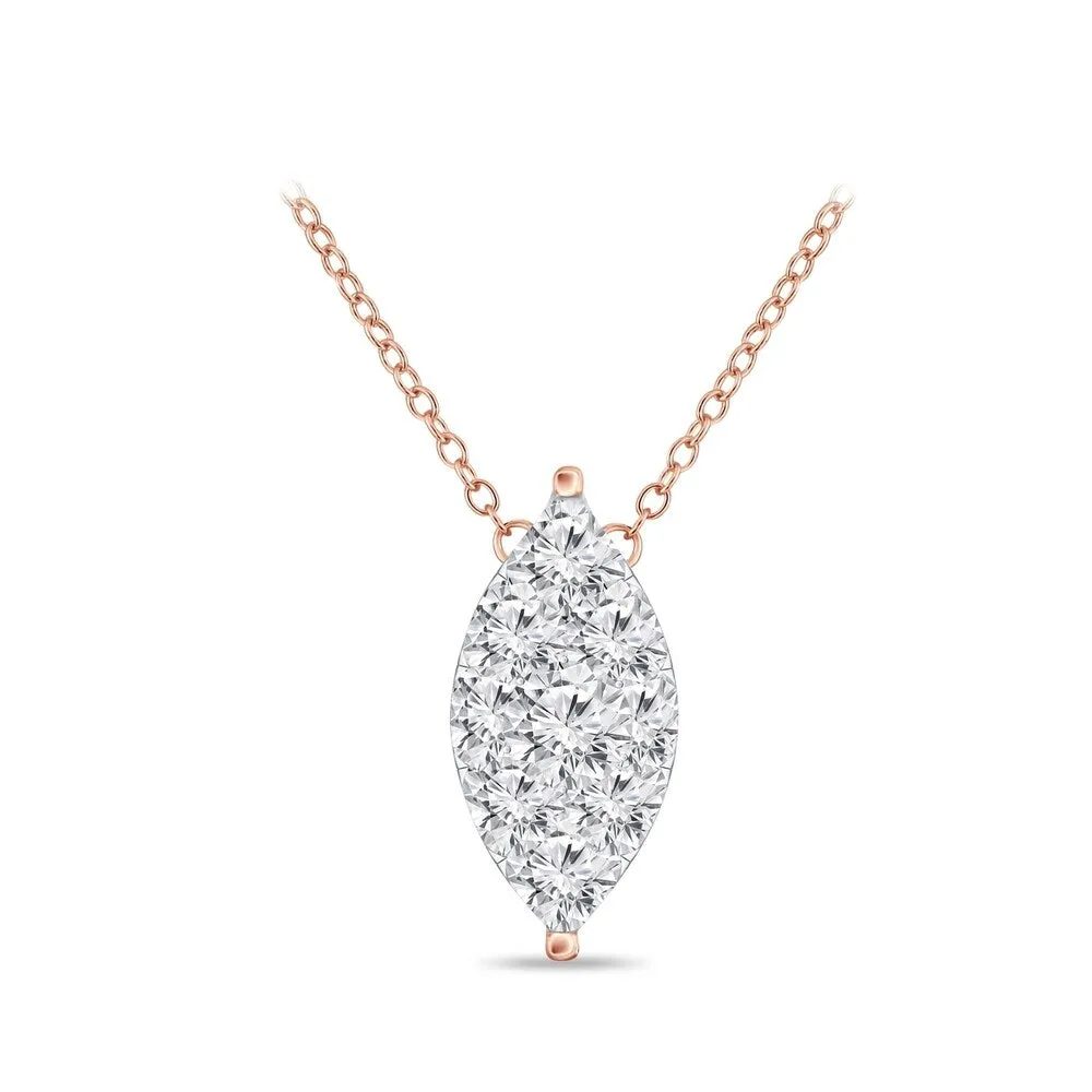 14k Gold Marquise Shaped 1/8ct TDW Pave Diamond Necklace by Auriya (H-I, I1-I2) sold by Zulily product image thumbnail 3