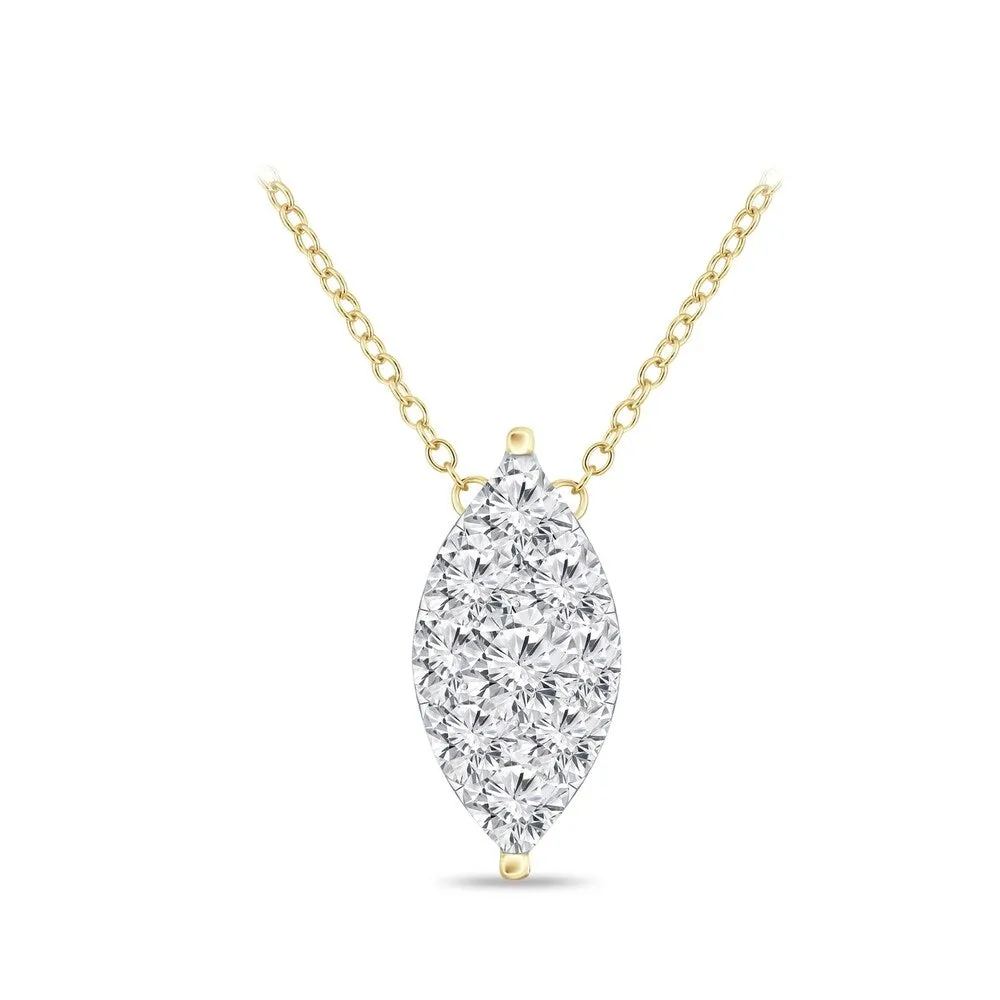 14k Gold Marquise Shaped 1/8ct TDW Pave Diamond Necklace by Auriya (H-I, I1-I2) sold by Zulily product image thumbnail 2