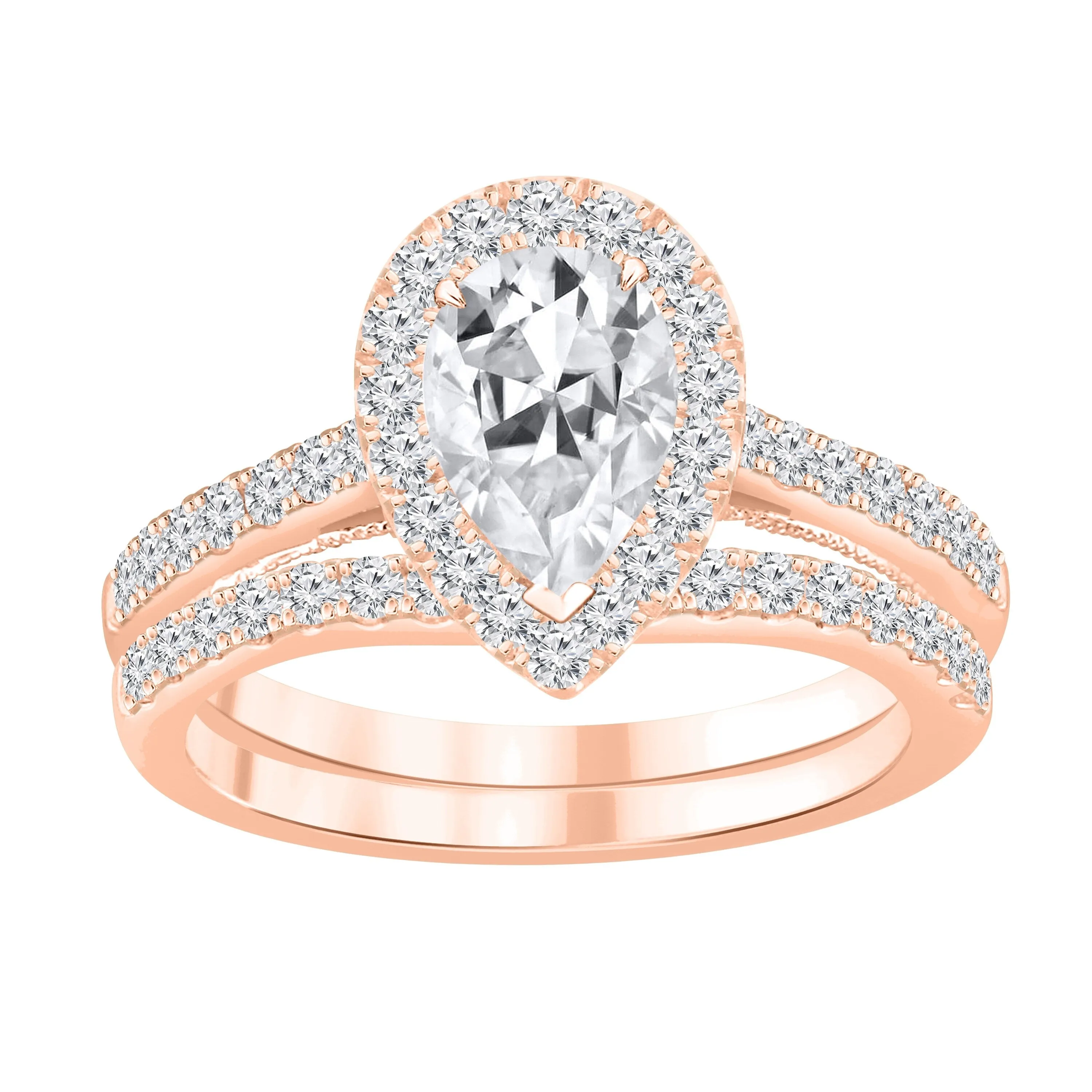 Auriya 1 3/4ctw Pear-cut Halo Diamond Engagement Ring Set 14k Gold sold by Zulily product image thumbnail 3