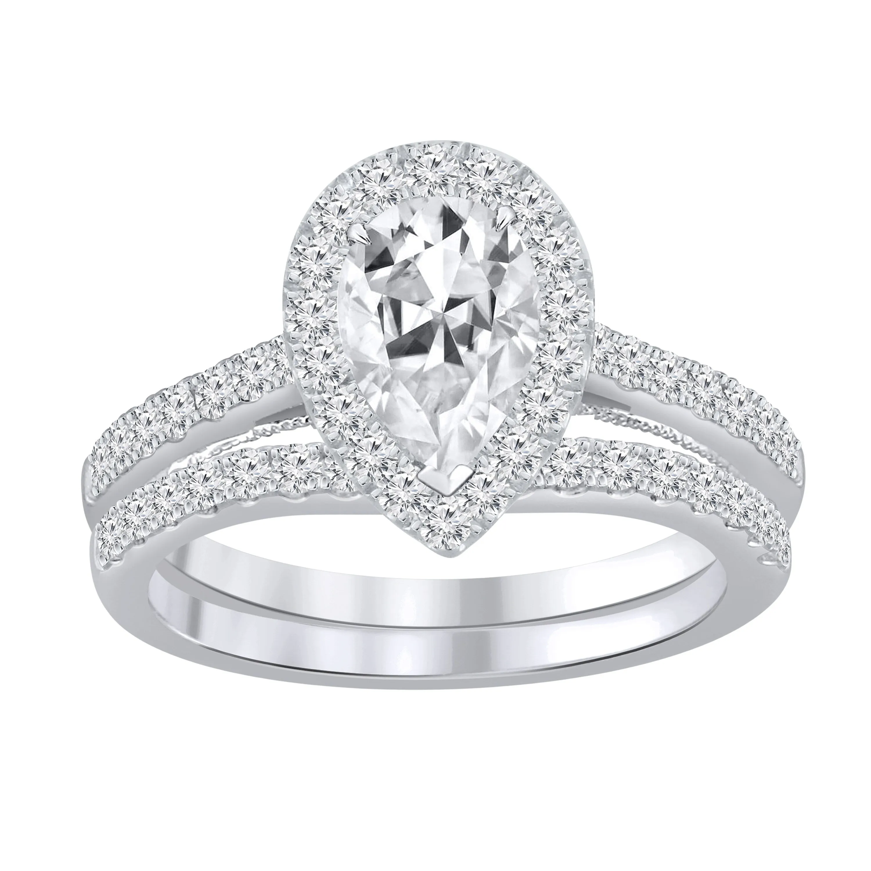Auriya 1 3/4ctw Pear-cut Halo Diamond Engagement Ring Set 14k Gold sold by Zulily