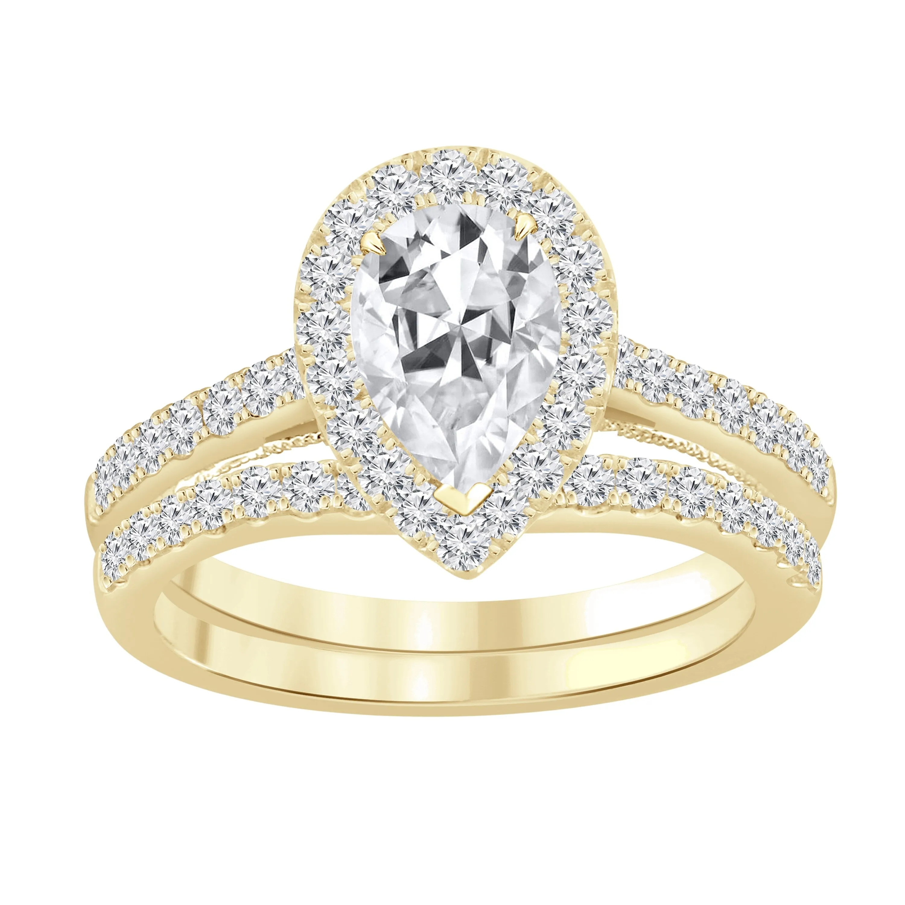 Auriya 1 3/4ctw Pear-cut Halo Diamond Engagement Ring Set 14k Gold sold by Zulily product image thumbnail 2