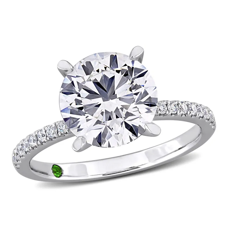 Created Forever 3 1/4ct TDW Lab-Grown Diamond and Tsavorite Accent Engagement Ring in 14k White Gold sold by Zulily