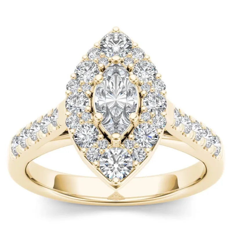 De Couer 14K Yellow Gold 1 1/2ct TDW Marquise Shape Diamond Halo Engagement Ring sold by Zulily