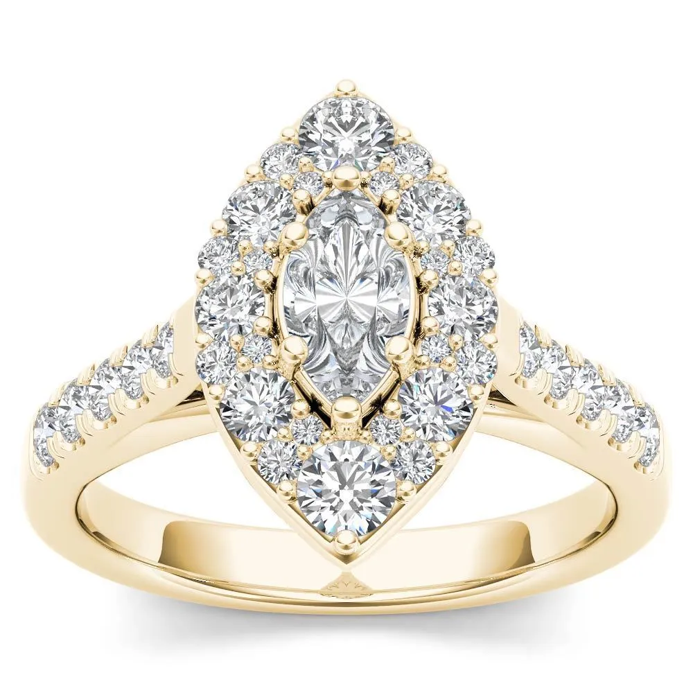 De Couer 14K Yellow Gold 1 1/2ct TDW Marquise Shape Diamond Halo Engagement Ring sold by Zulily