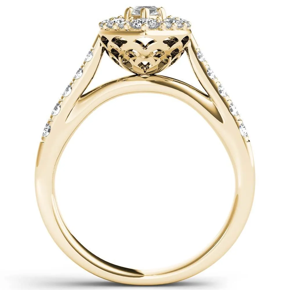 De Couer 14K Yellow Gold 1 1/2ct TDW Marquise Shape Diamond Halo Engagement Ring sold by Zulily product image thumbnail 3