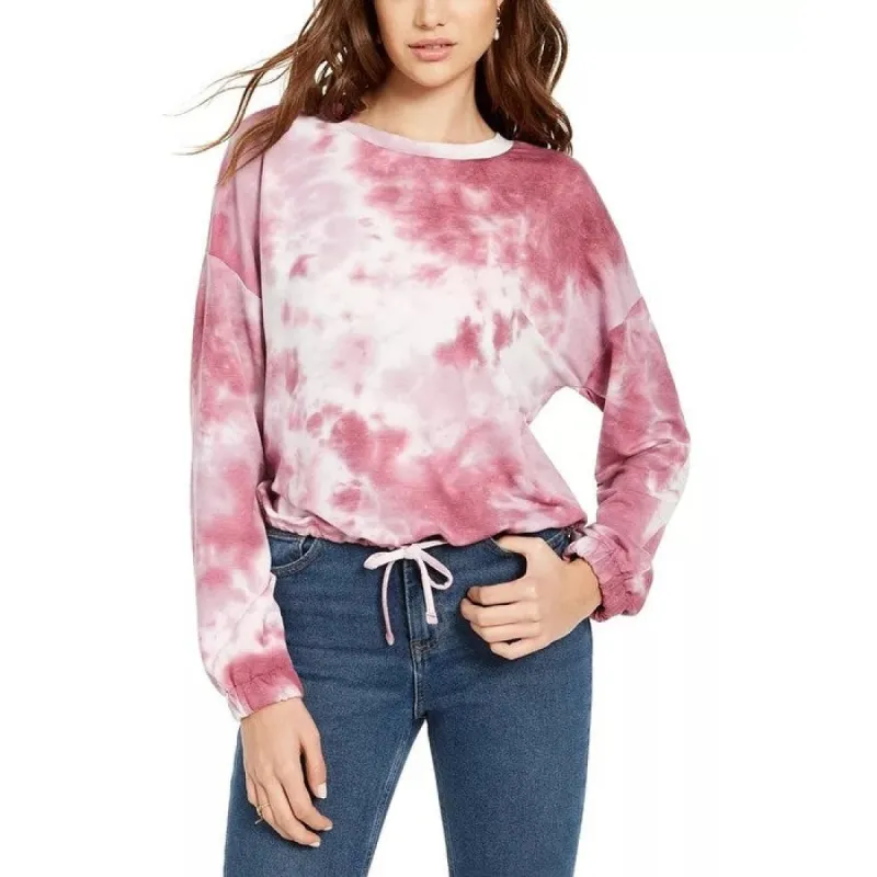 Hooked Up By Iot Juniors' Tie Dye Sweatshirt Pink Size X-Large sold by Zulily