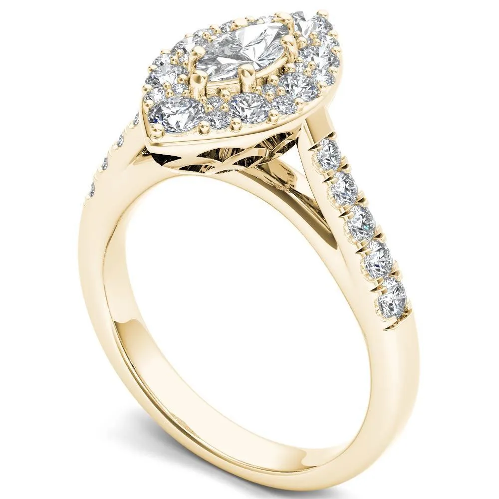 De Couer 14K Yellow Gold 1 1/2ct TDW Marquise Shape Diamond Halo Engagement Ring sold by Zulily product image thumbnail 2