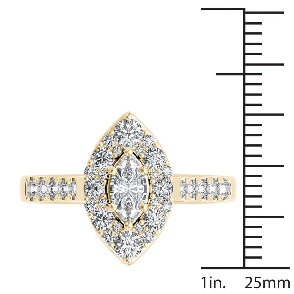 De Couer 14K Yellow Gold 1 1/2ct TDW Marquise Shape Diamond Halo Engagement Ring sold by Zulily product image thumbnail 4