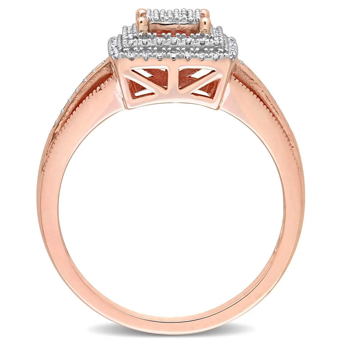 Miadora 1/4ct TDW Diamond Double Square Halo Split Shank Ring in 10k Rose Gol sold by Zulily product image thumbnail 3