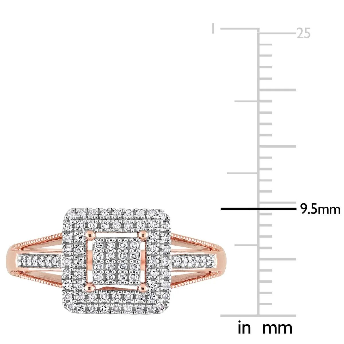 Miadora 1/4ct TDW Diamond Double Square Halo Split Shank Ring in 10k Rose Gol sold by Zulily product image thumbnail 4