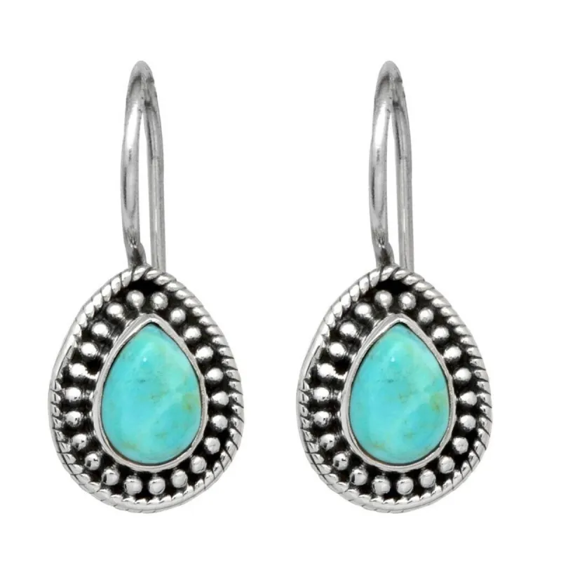 Blue Mohave Turquoise Sterling Silver Rope Design Drop Earrings - .8x.35 sold by Zulily