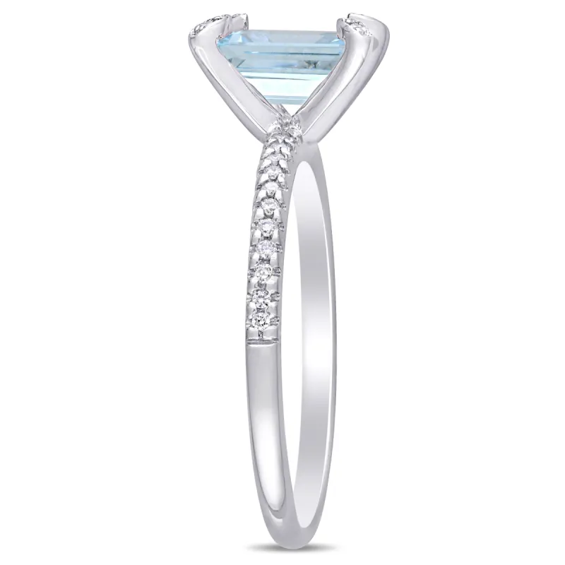 Miadora 1 1/3ct TGW Aquamarine and 1/10ct TW Diamond Engagement Ring in 14k White Gold sold by Zulily