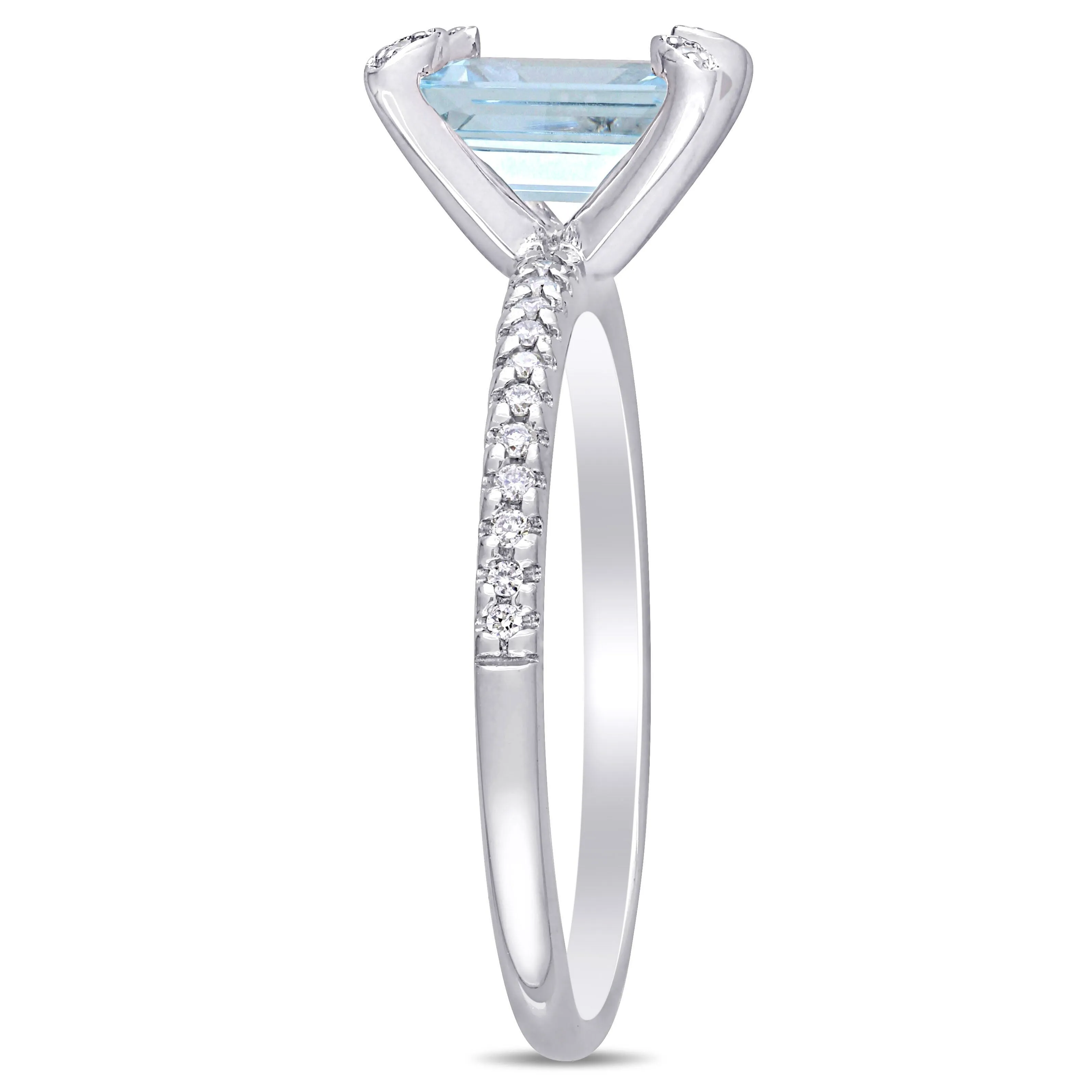 Miadora 1 1/3ct TGW Aquamarine and 1/10ct TW Diamond Engagement Ring in 14k White Gold sold by Zulily