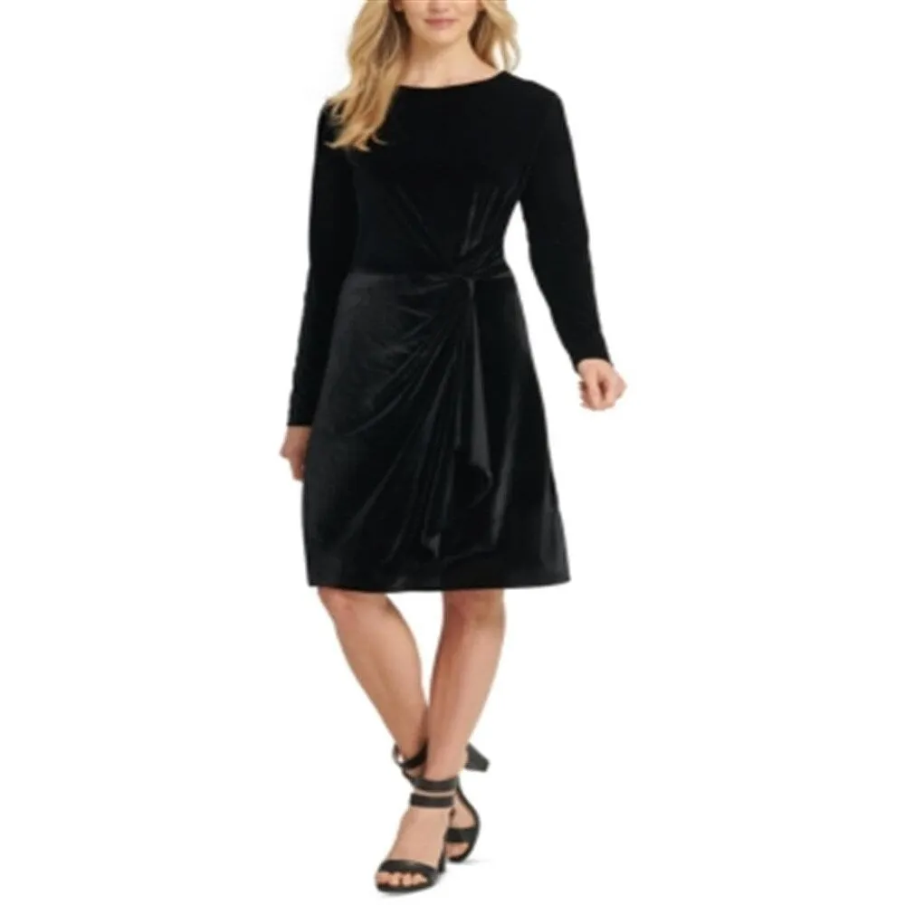 DKNY Women's Velvet Twist Front Cocktail Dress Black Size X-Large sold by Zulily