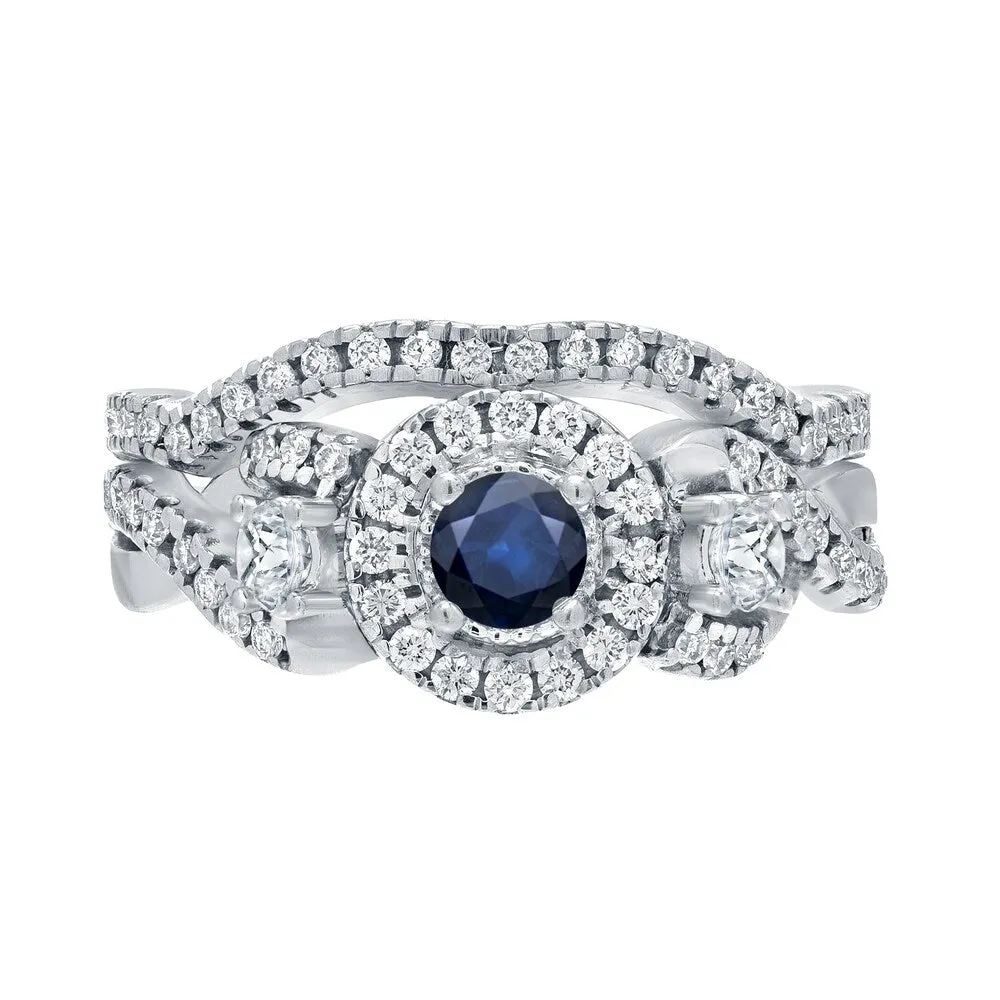 14k Gold 1/5ct Sapphire and 3/5ct TDW Halo Diamond Engagement Ring Set by Auriya sold by Zulily product image thumbnail 4