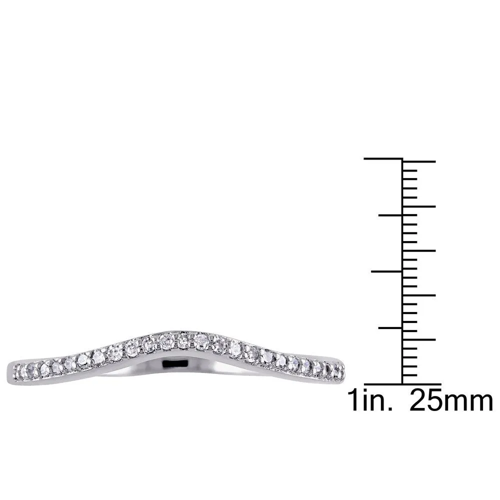 Miadora 10k White Gold 1/10ct TDW Diamond Contour Stackable Anniversary-style Wedding Band Ring sold by Zulily product image thumbnail 3
