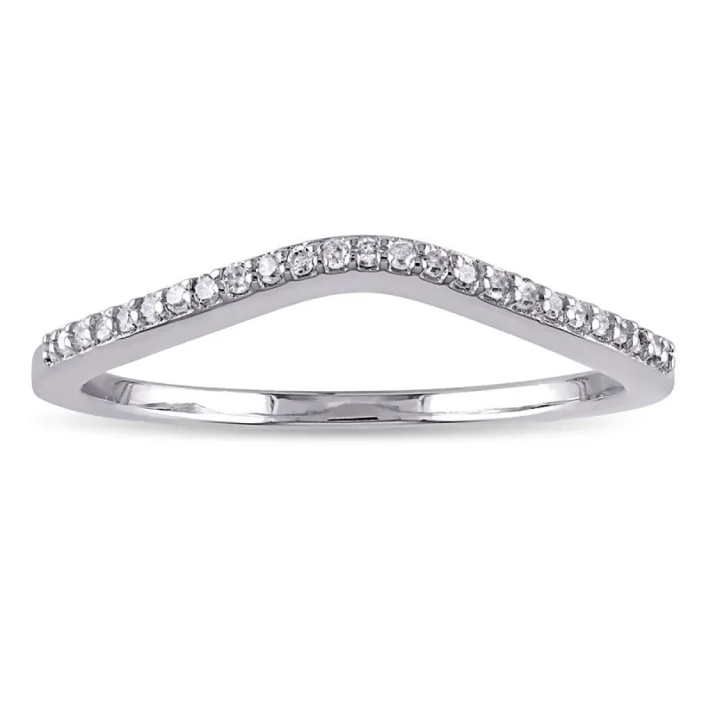 Miadora 10k White Gold 1/10ct TDW Diamond Contour Stackable Anniversary-style Wedding Band Ring sold by Zulily