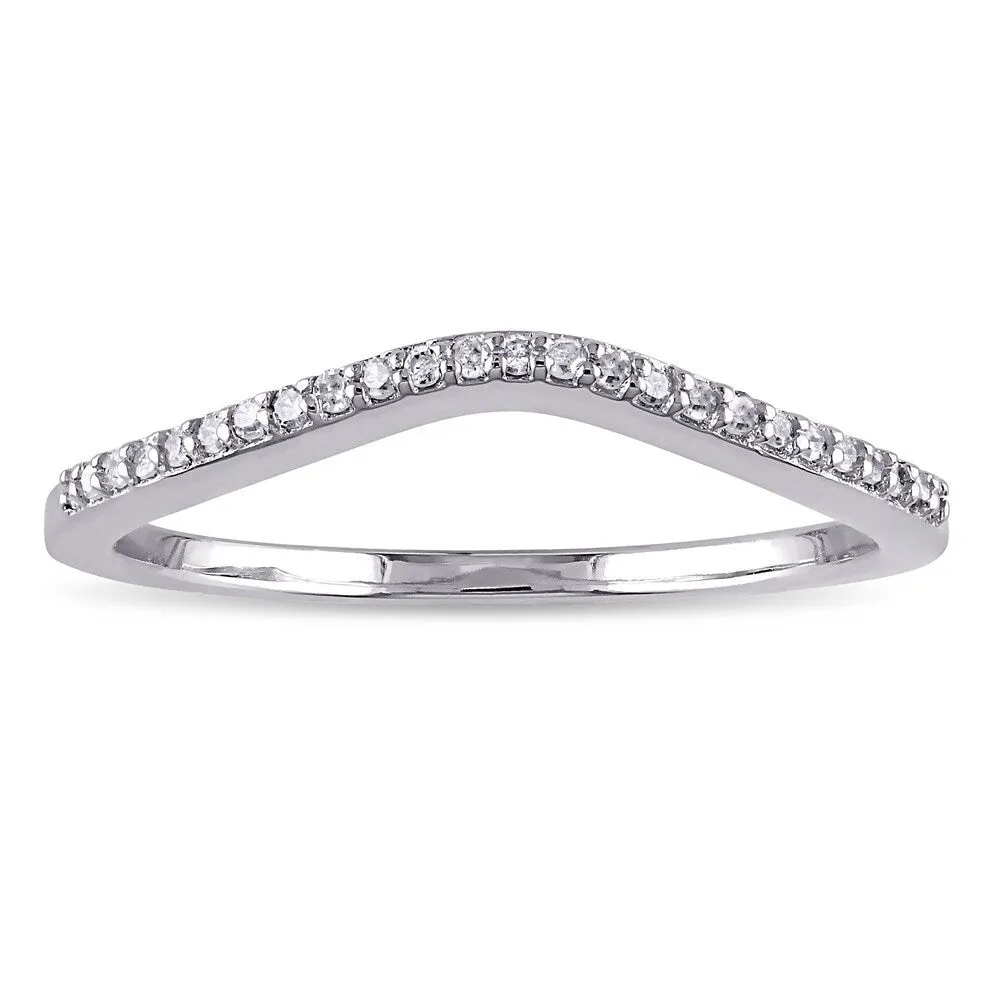 Miadora 10k White Gold 1/10ct TDW Diamond Contour Stackable Anniversary-style Wedding Band Ring sold by Zulily