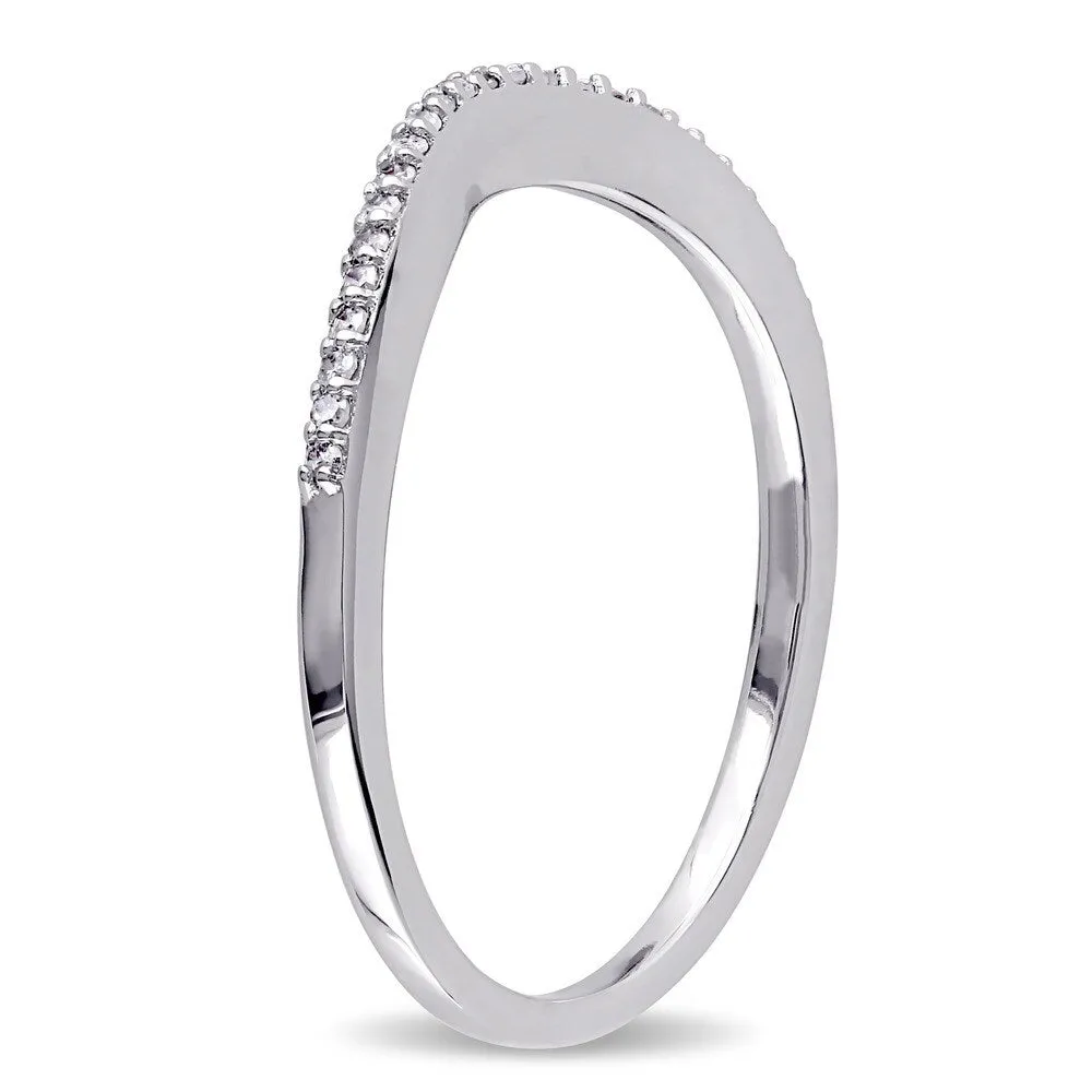 Miadora 10k White Gold 1/10ct TDW Diamond Contour Stackable Anniversary-style Wedding Band Ring sold by Zulily product image thumbnail 2