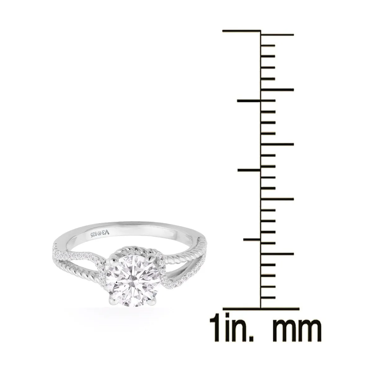Sterling Silver with Moissanite and White Diamond Engagement Ring sold by Zulily product image thumbnail 3