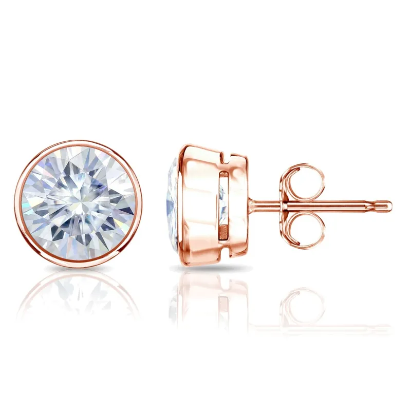 Auriya 14k Gold 3 1/2ctw Bezel-set Round Moissanite Stud Earrings - 7.8 mm sold by Zulily
