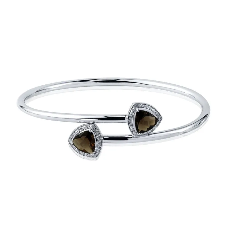Auriya 3ct Trillion-Cut Smoky Quartz Gold over Silver Bangle Bracelet with Diamond Accents sold by Zulily