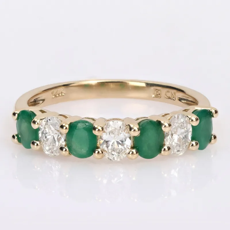 Miadora Oval-cut Emerald and 1/2ct TDW Diamond Semi-Eternity Anniversary Band in 14k Yellow Gold sold by Zulily