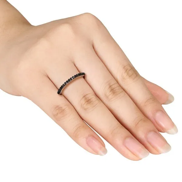 Miadora Sterling Silver 1/5ct TDW Black Diamond Band sold by Zulily product image thumbnail 4