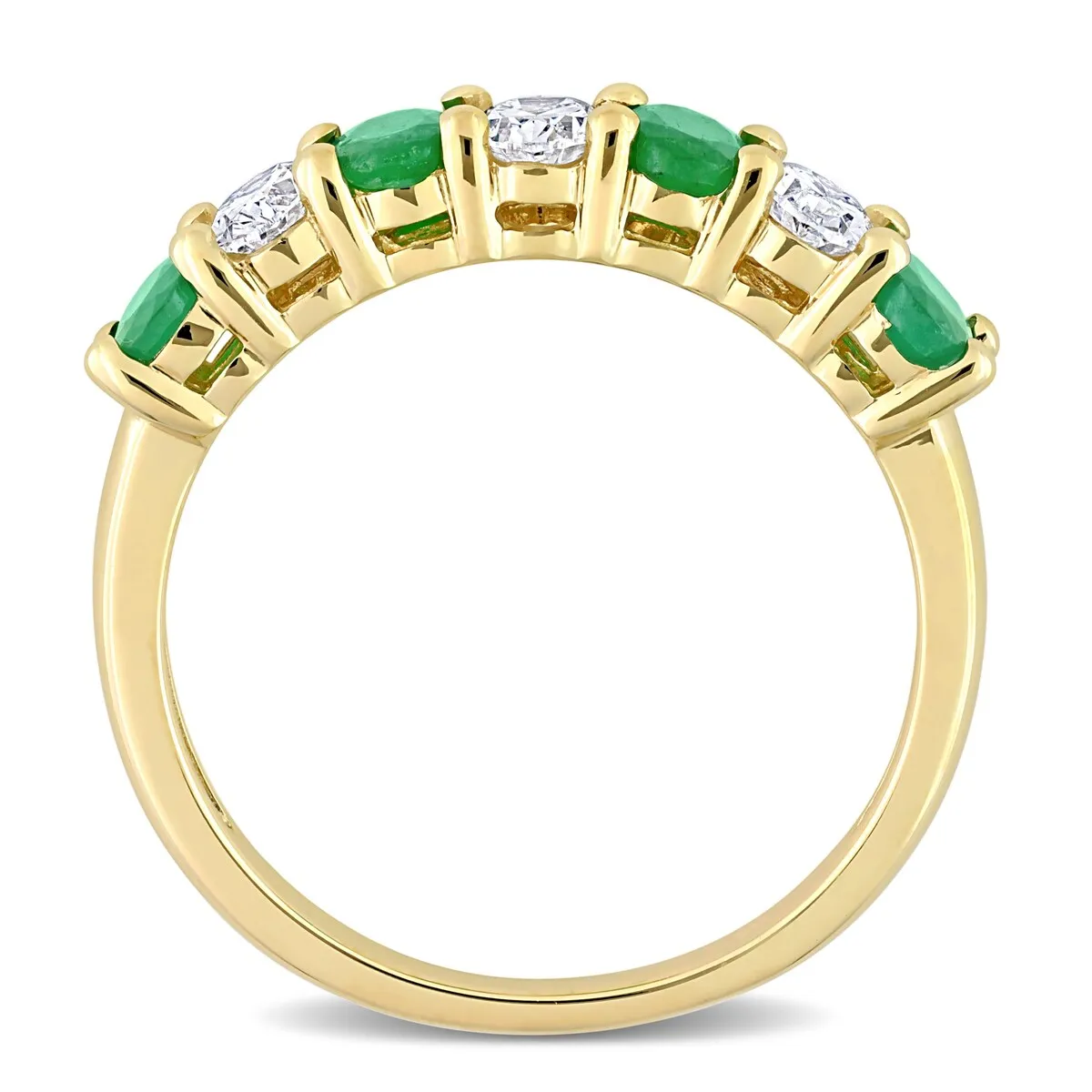 Miadora Oval-cut Emerald and 1/2ct TDW Diamond Semi-Eternity Anniversary Band in 14k Yellow Gold sold by Zulily product image thumbnail 5