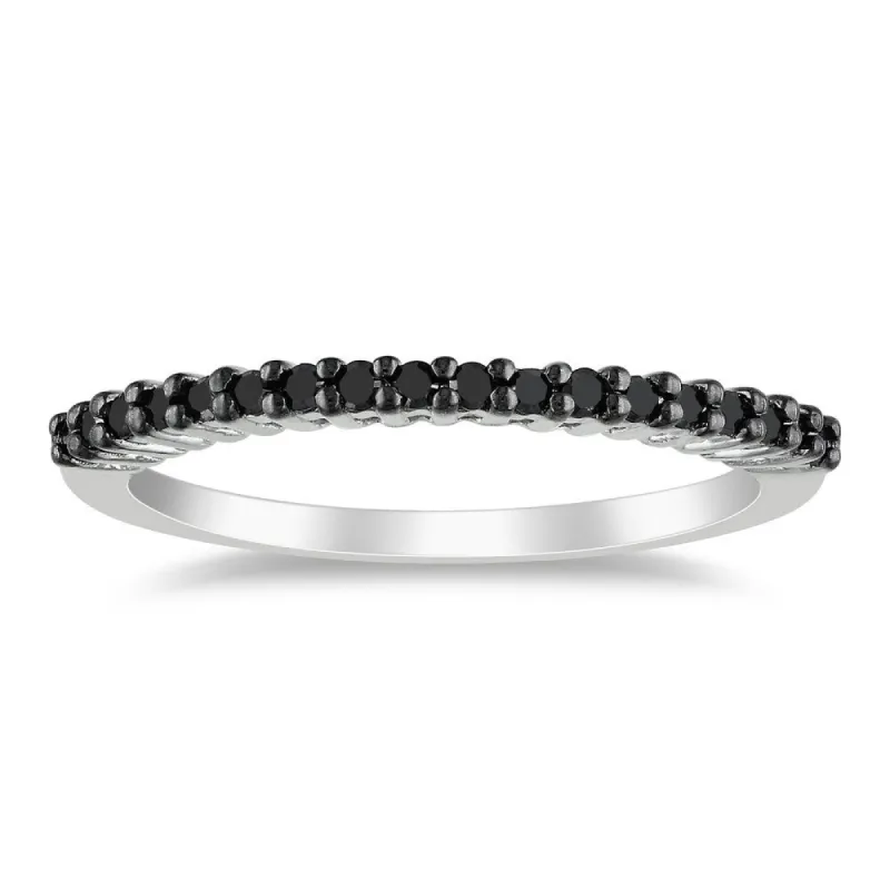 Miadora Sterling Silver 1/5ct TDW Black Diamond Band sold by Zulily