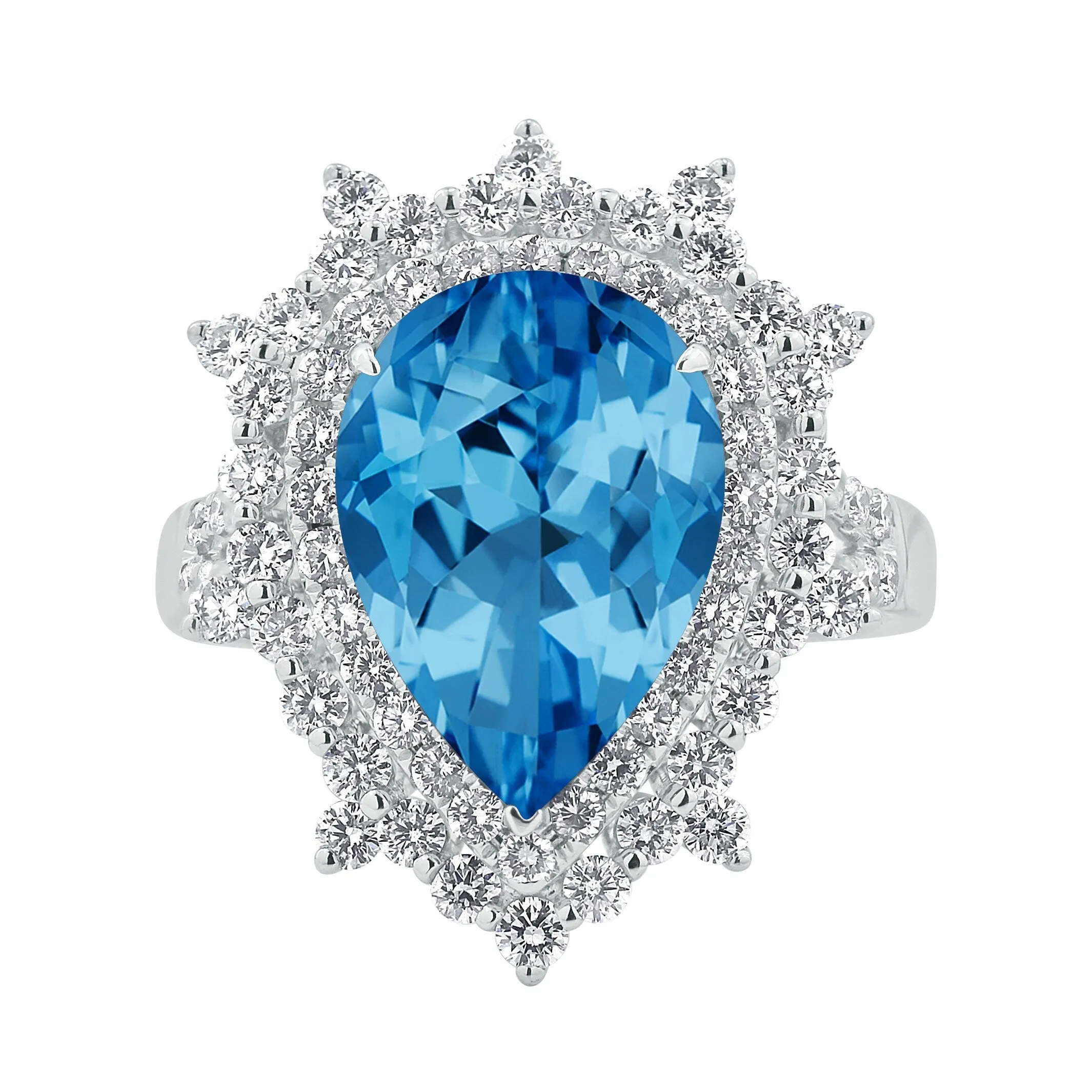 Auriya 5 5/8ct Pear-cut Blue Topaz and Halo Diamond Ring 1 1/4ctw 18K Gold sold by Zulily product image thumbnail 2