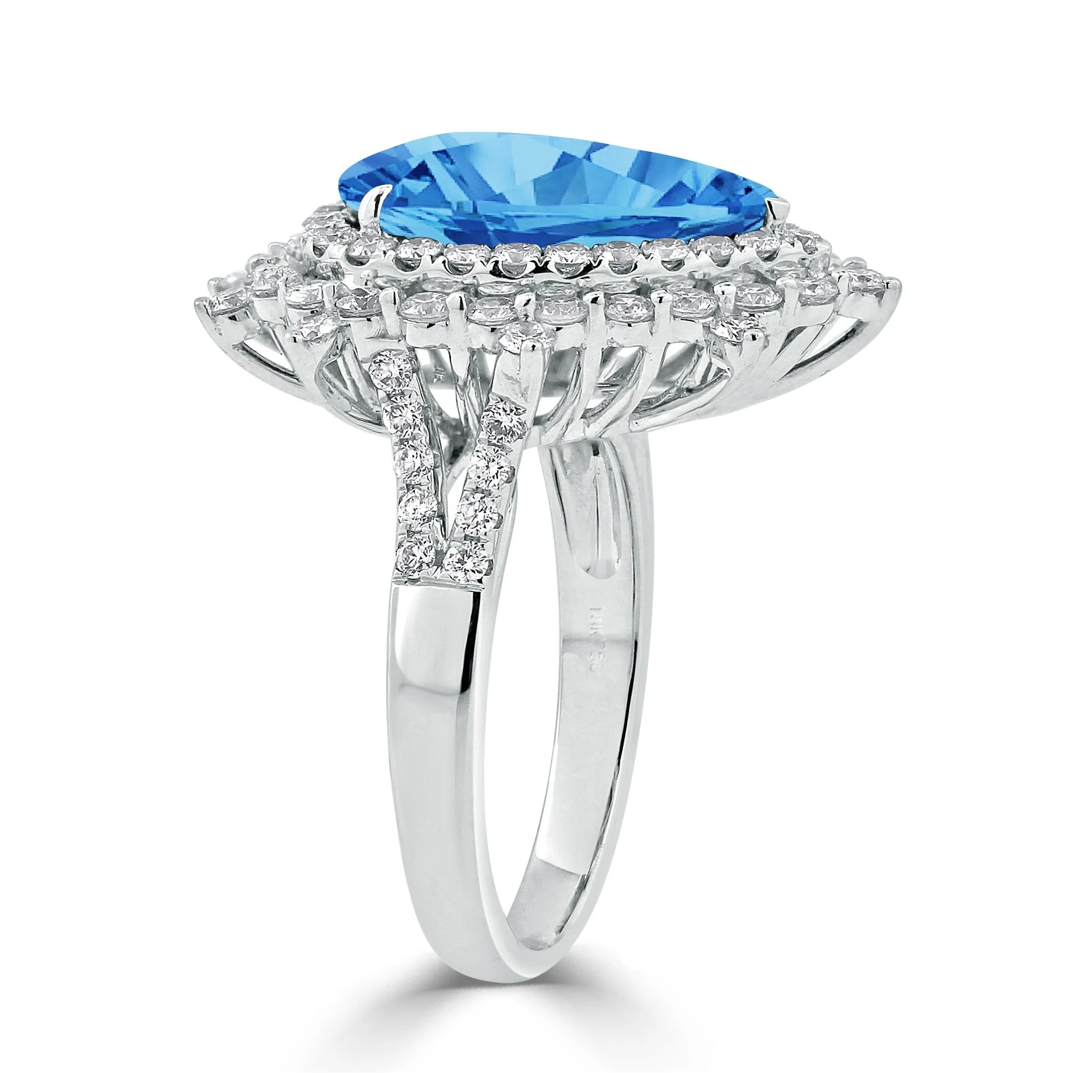 Auriya 5 5/8ct Pear-cut Blue Topaz and Halo Diamond Ring 1 1/4ctw 18K Gold sold by Zulily product image thumbnail 3