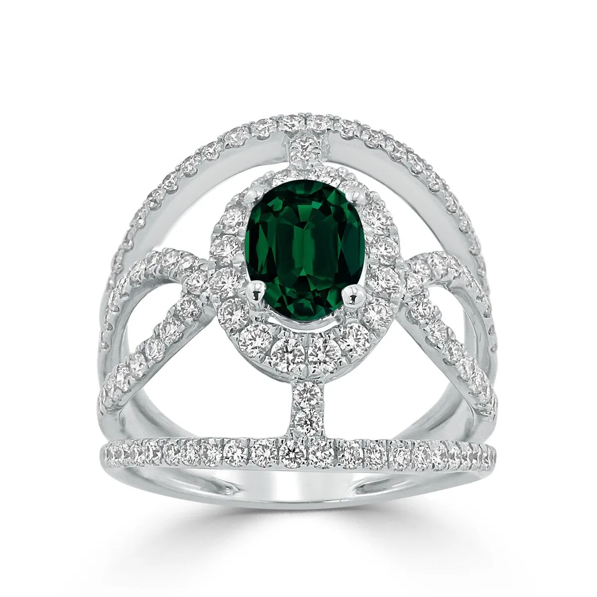 Auriya Modern 1 1/8ct Oval-cut Green Emerald and Diamond Ring 1ctw 18K Gold sold by Zulily