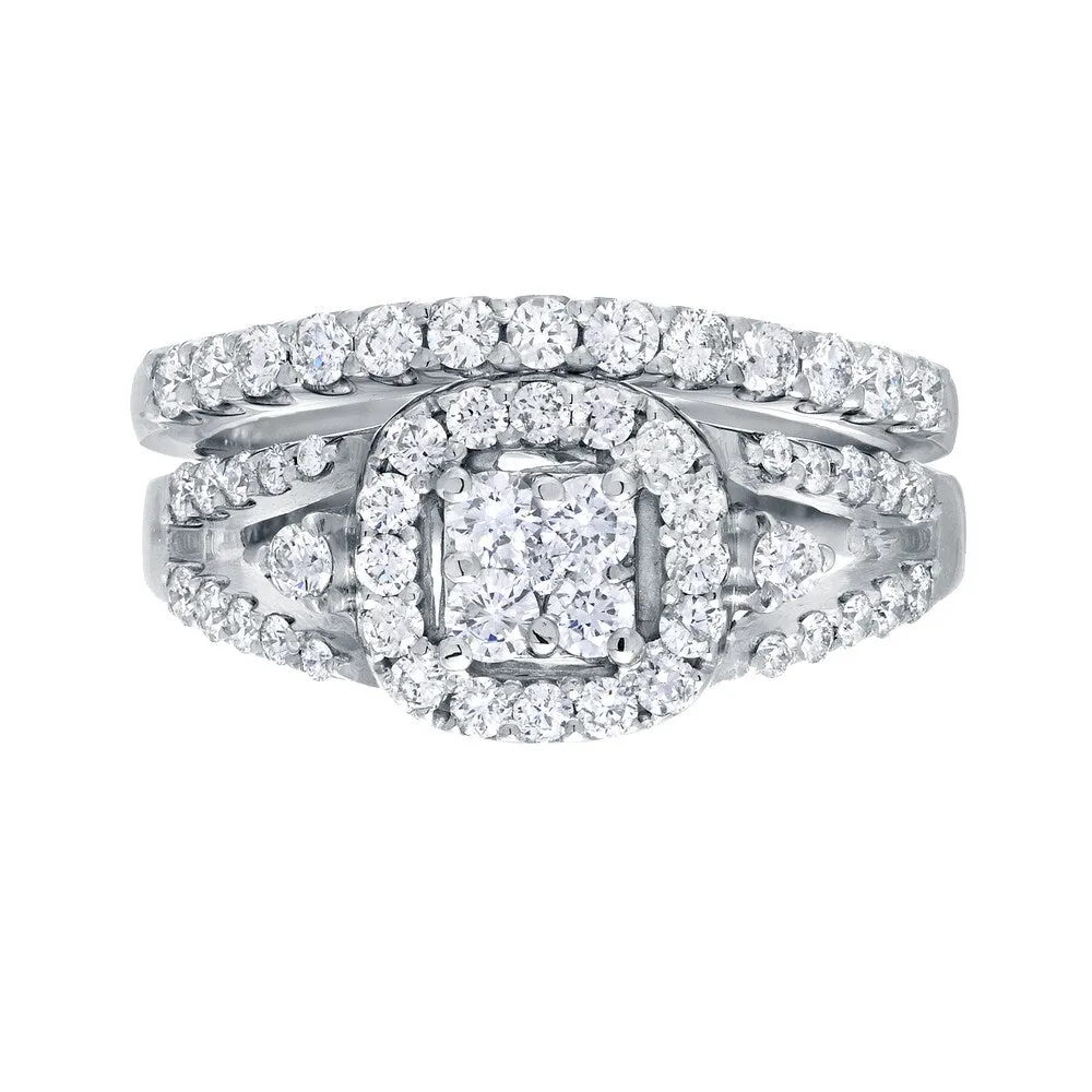 14k Gold 1ct TDW Split-Shank Round Diamond Halo Engagement Ring Set by Auriya sold by Zulily product image thumbnail 4