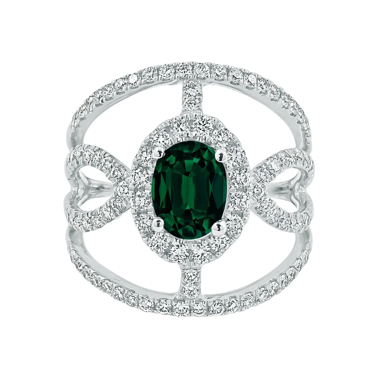 Auriya Modern 1 1/8ct Oval-cut Green Emerald and Diamond Ring 1ctw 18K Gold sold by Zulily product image thumbnail 2