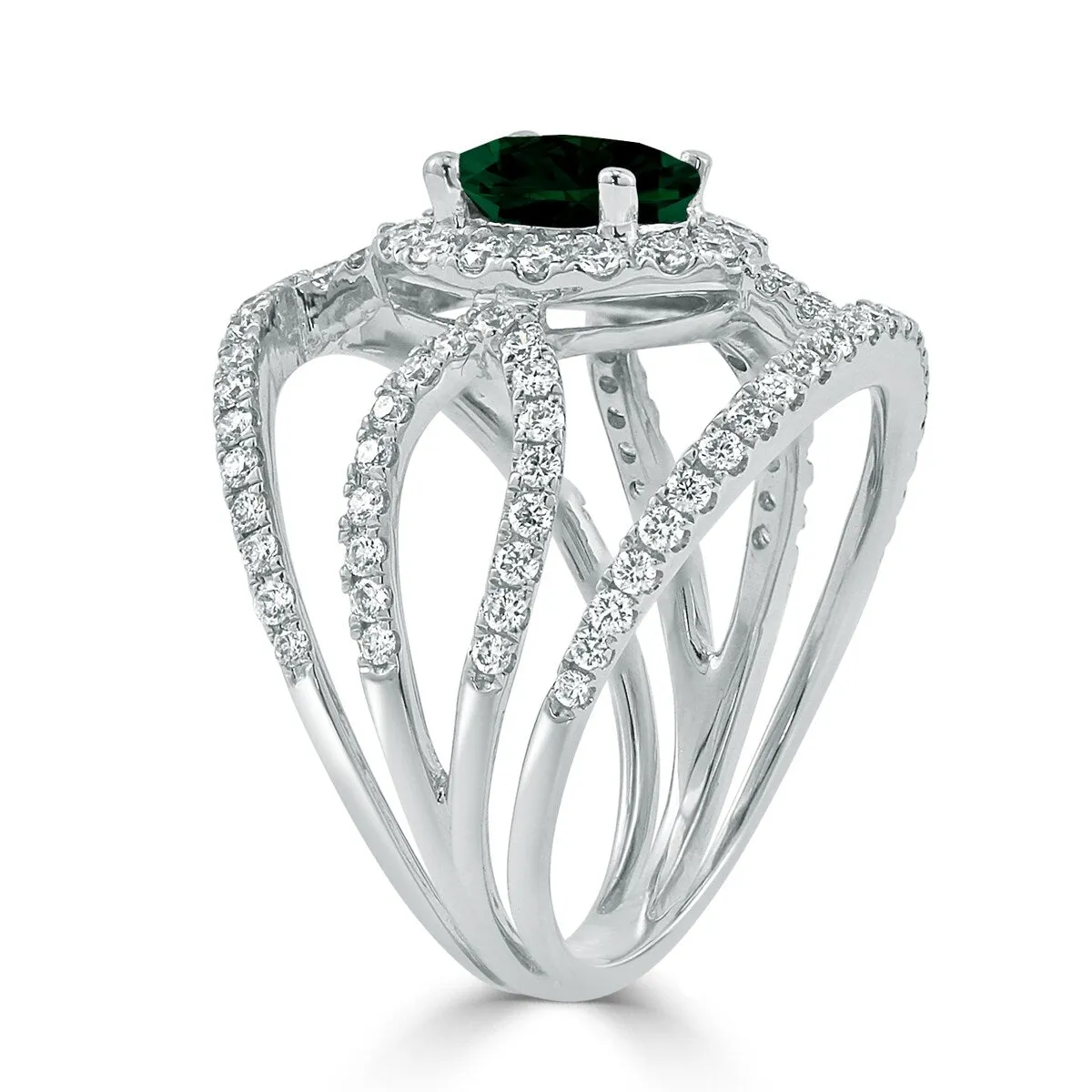 Auriya Modern 1 1/8ct Oval-cut Green Emerald and Diamond Ring 1ctw 18K Gold sold by Zulily product image thumbnail 3