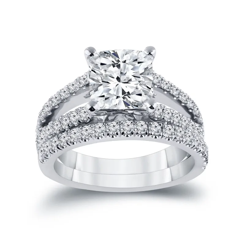 Auriya 2 3/4ctw Certified Cushion-Cut Diamond Engagement Ring Set 14k Gold sold by Zulily