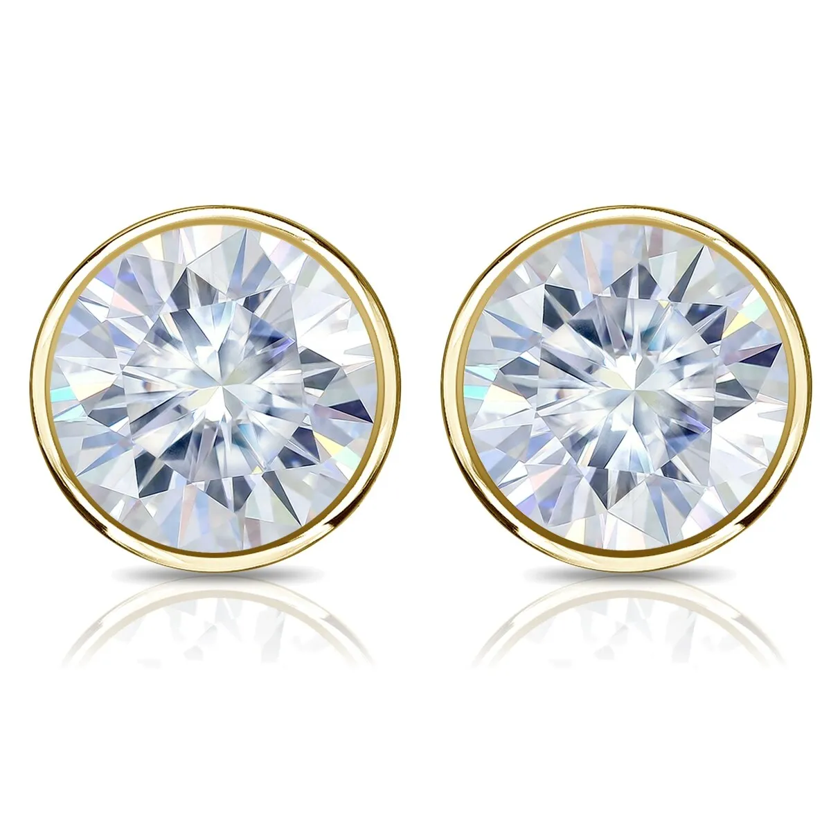 Auriya 18k Gold 3ctw Bezel-set Round Moissanite Stud Earrings - 7.4 mm sold by Zulily product image thumbnail 4
