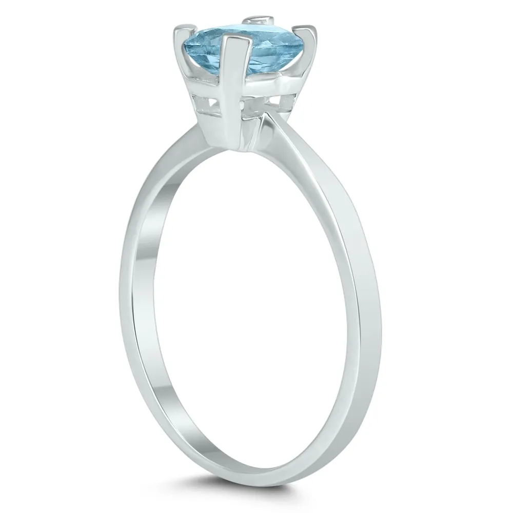 Emerald Shaped 6X4MM Aquamarine Solitaire Ring in 10K White Gold sold by Zulily product image thumbnail 2