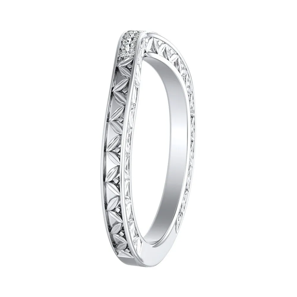 Auriya 0.09ctw Vintage Curved Diamond Wedding Band 18k Gold sold by Zulily product image thumbnail 3