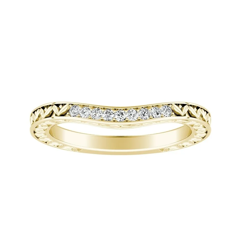 Auriya 0.09ctw Vintage Curved Diamond Wedding Band 18k Gold sold by Zulily product image thumbnail 2