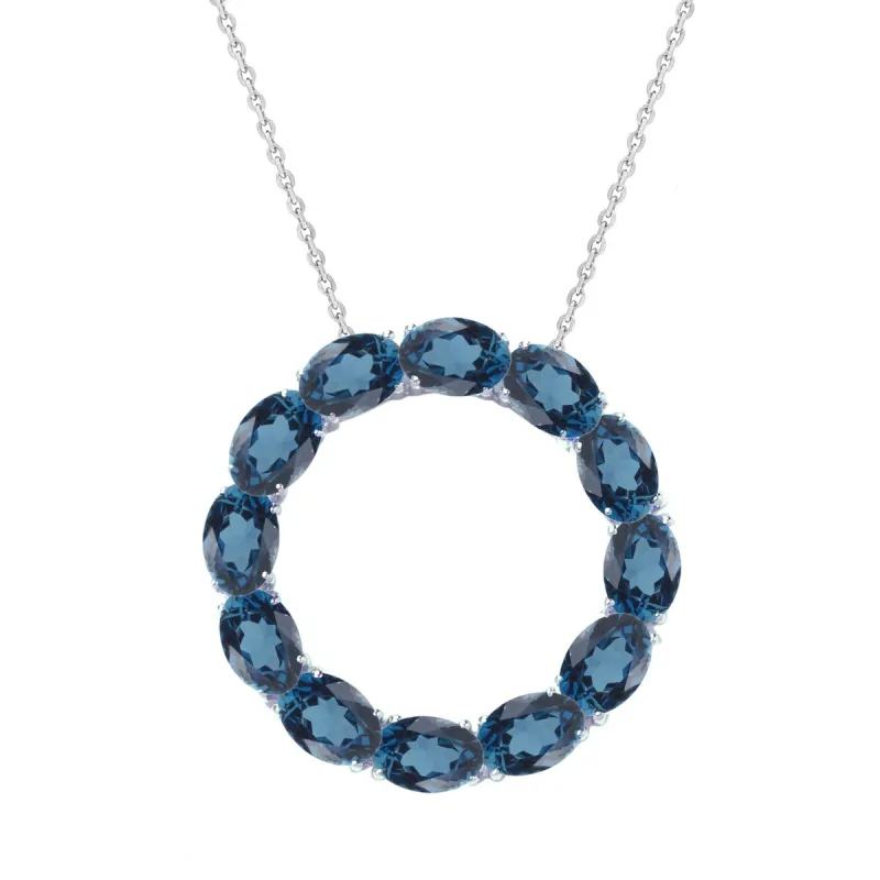 V3 Jewelry Sterling Silver Natural London Blue Topaz Circle Pendant sold by Zulily