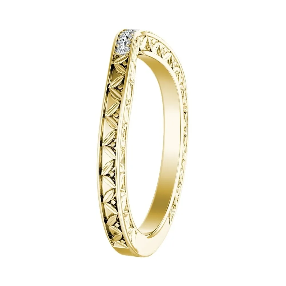 Auriya 0.09ctw Vintage Curved Diamond Wedding Band 18k Gold sold by Zulily product image thumbnail 4