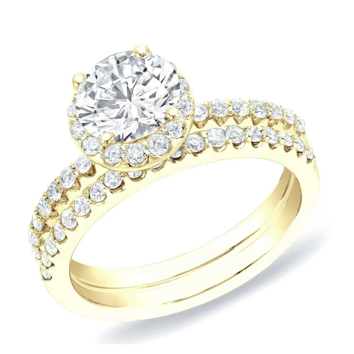 Auriya 14k Gold 1 1/4ctw Round Diamond Halo Engagement Ring Set sold by Zulily product image thumbnail 2