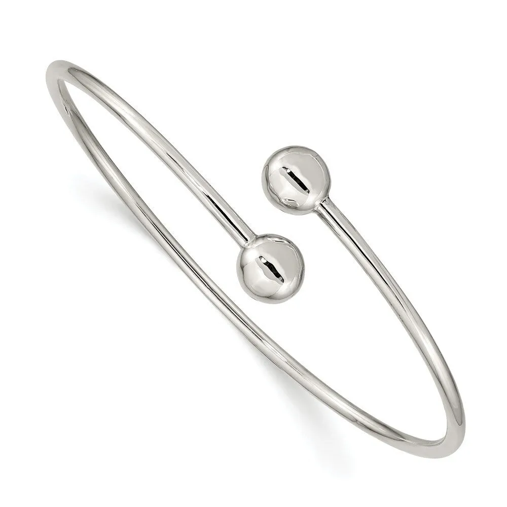 Curata 925 Sterling Silver Ball Endcap Bypass Cuff Bangle Bracelet sold by Zulily