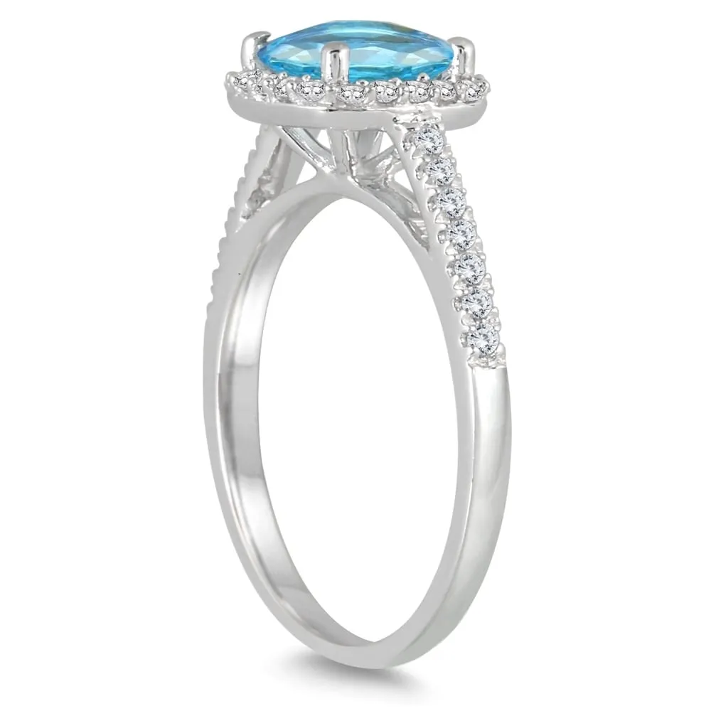 Blue Topaz and Diamond Ring in 10K White Gold sold by Zulily product image thumbnail 2