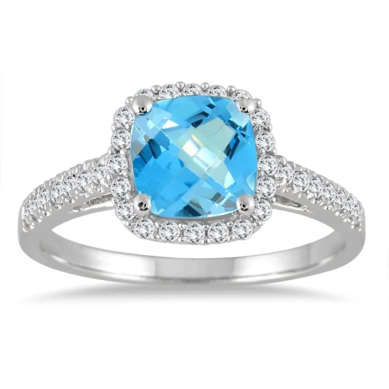 Blue Topaz and Diamond Ring in 10K White Gold sold by Zulily