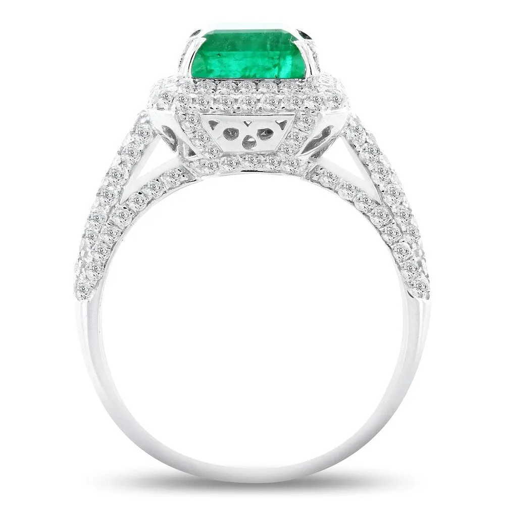 Auriya 18k White Gold 2ct Princess-Cut Emerald and 1ct TDW Diamond Halo Engagement Ring sold by Zulily product image thumbnail 4