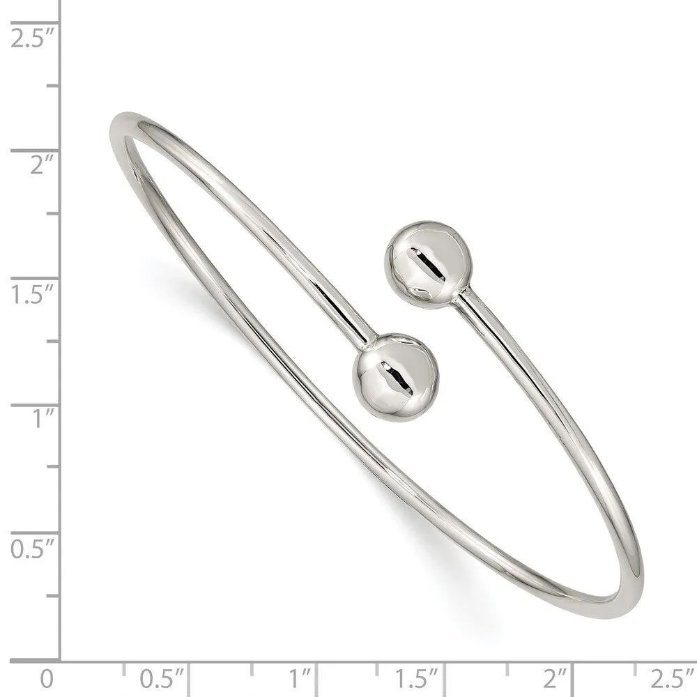 Curata 925 Sterling Silver Ball Endcap Bypass Cuff Bangle Bracelet sold by Zulily product image thumbnail 2